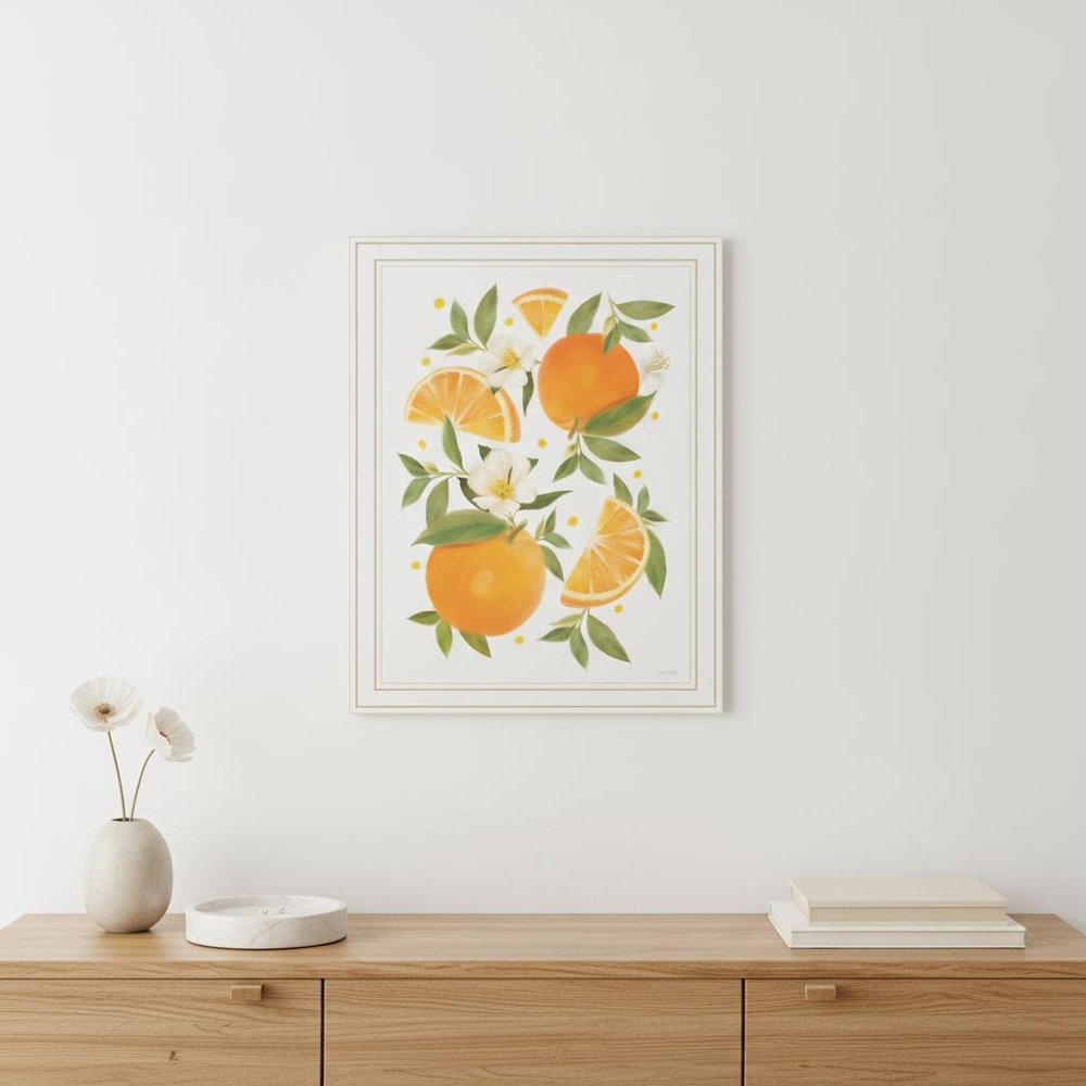 Citrus Orange Botanical Black Framed Print Wall Art