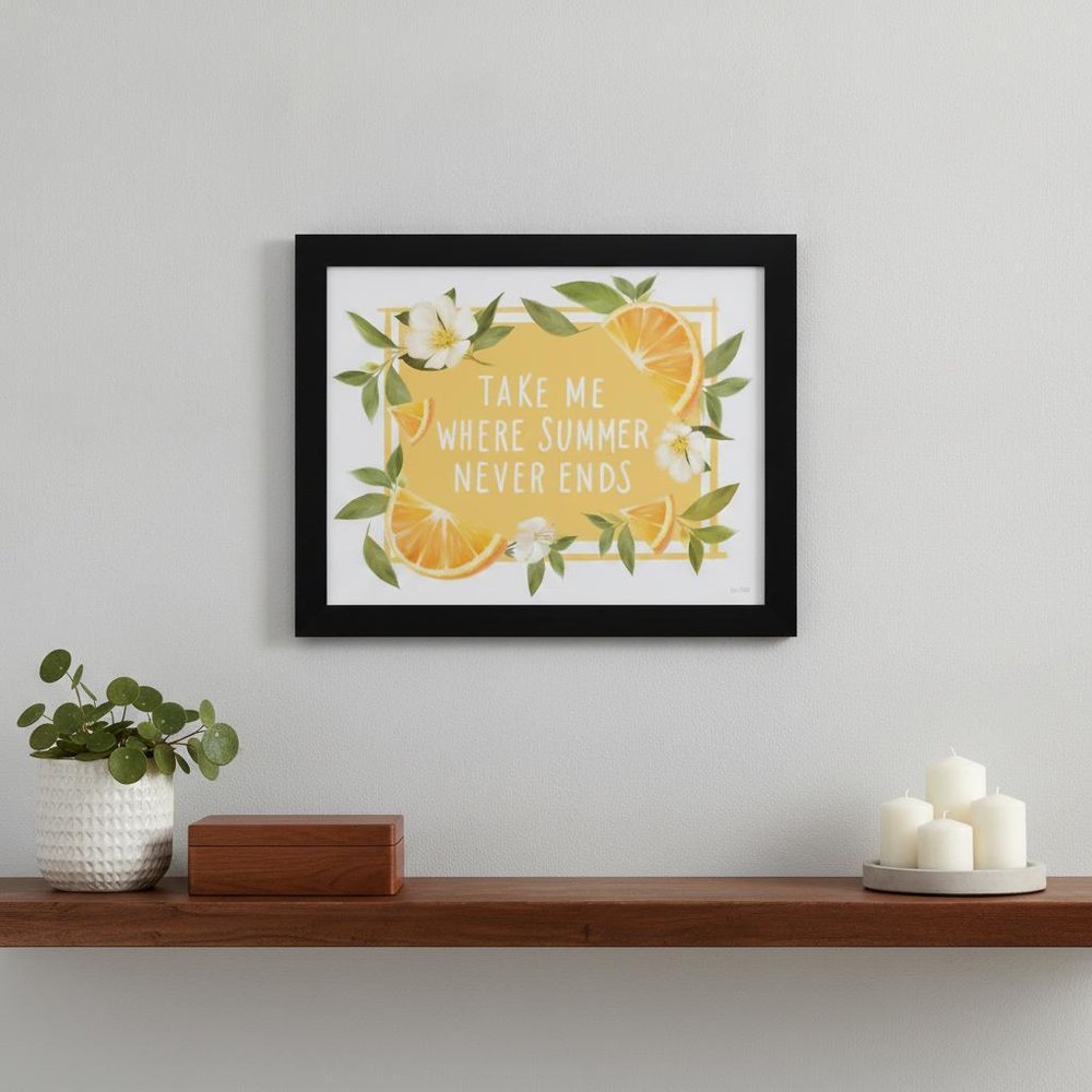 Take Me Where Summer Never Ends Black Framed Print Wall Art