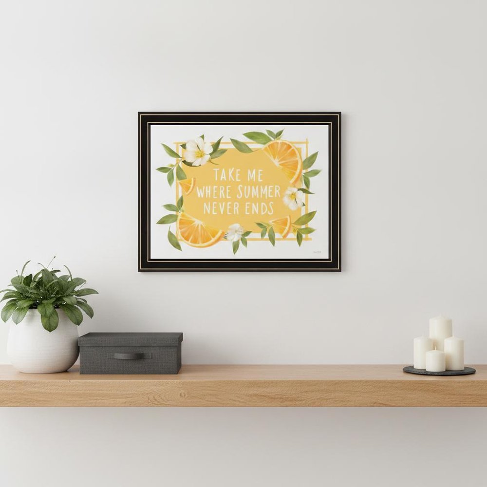 Take Me Where Summer Never Ends Black Framed Print Wall Art