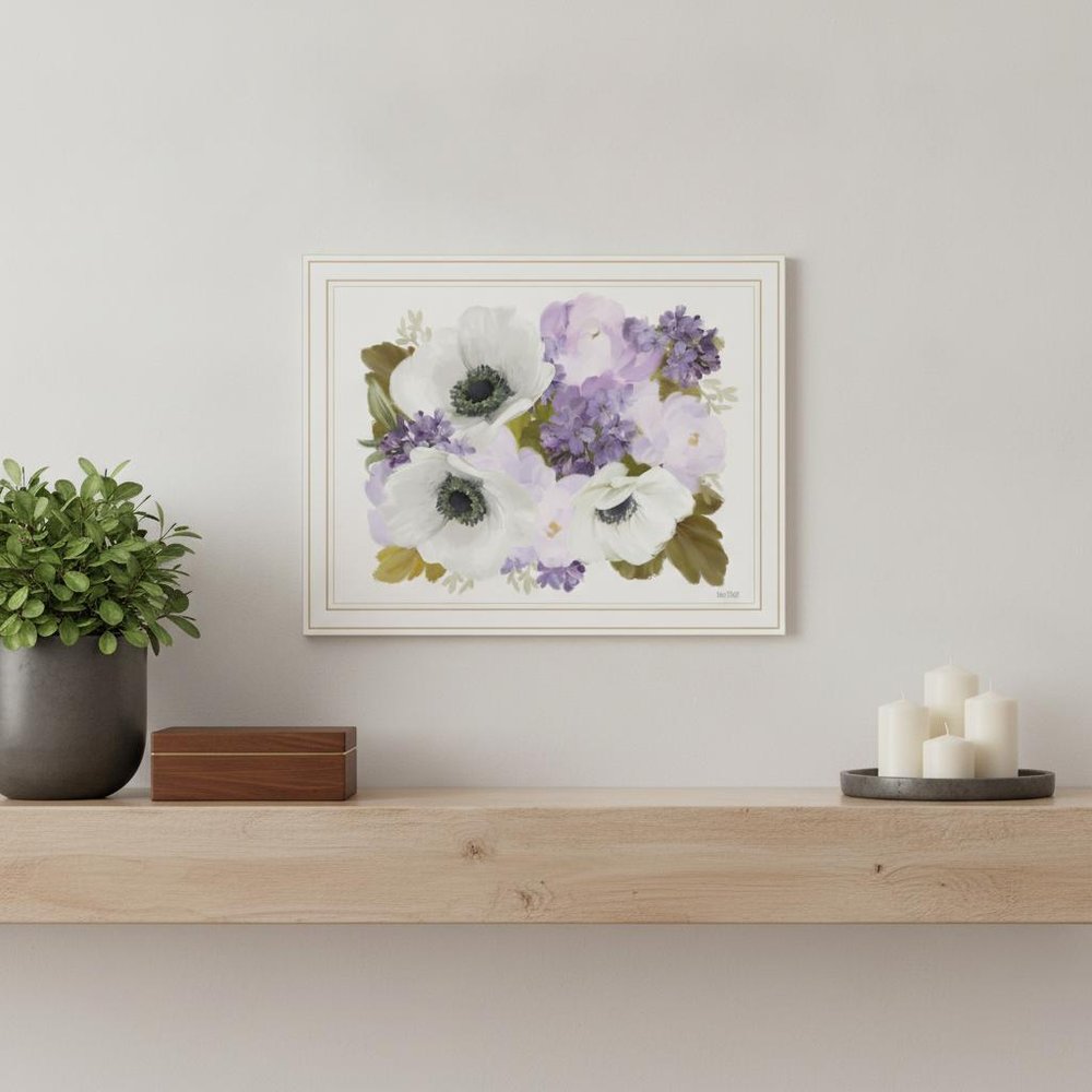 Lilacs and Anemone Black Framed Print Wall Art