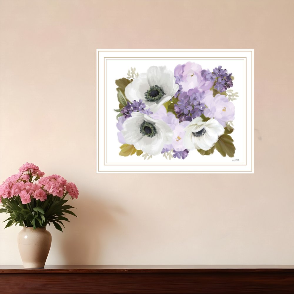 Lilacs and Anemone Black Framed Print Wall Art