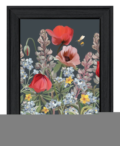 Summer Garden Buzz Black Framed Print Wall Art
