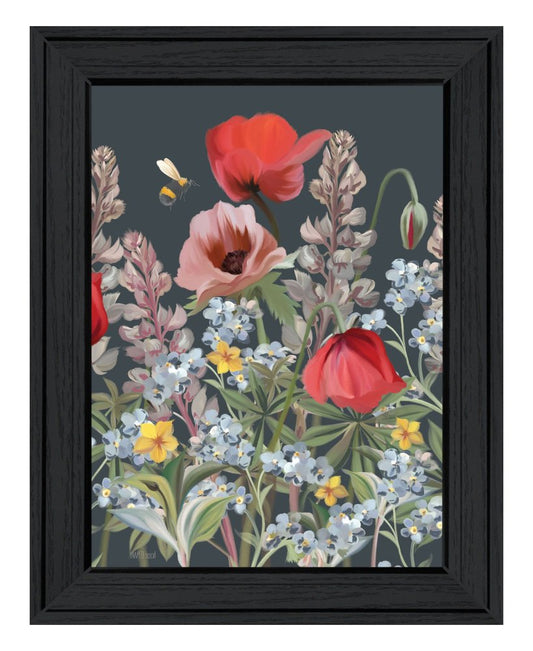 Summer Garden Buzz Black Framed Print Wall Art