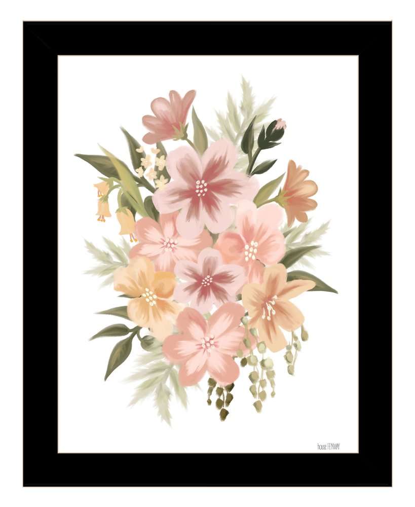 Peachy Petals White Framed Print Wall Art