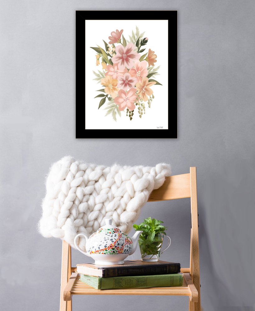 Peachy Petals White Framed Print Wall Art