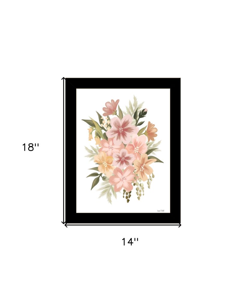 Peachy Petals White Framed Print Wall Art