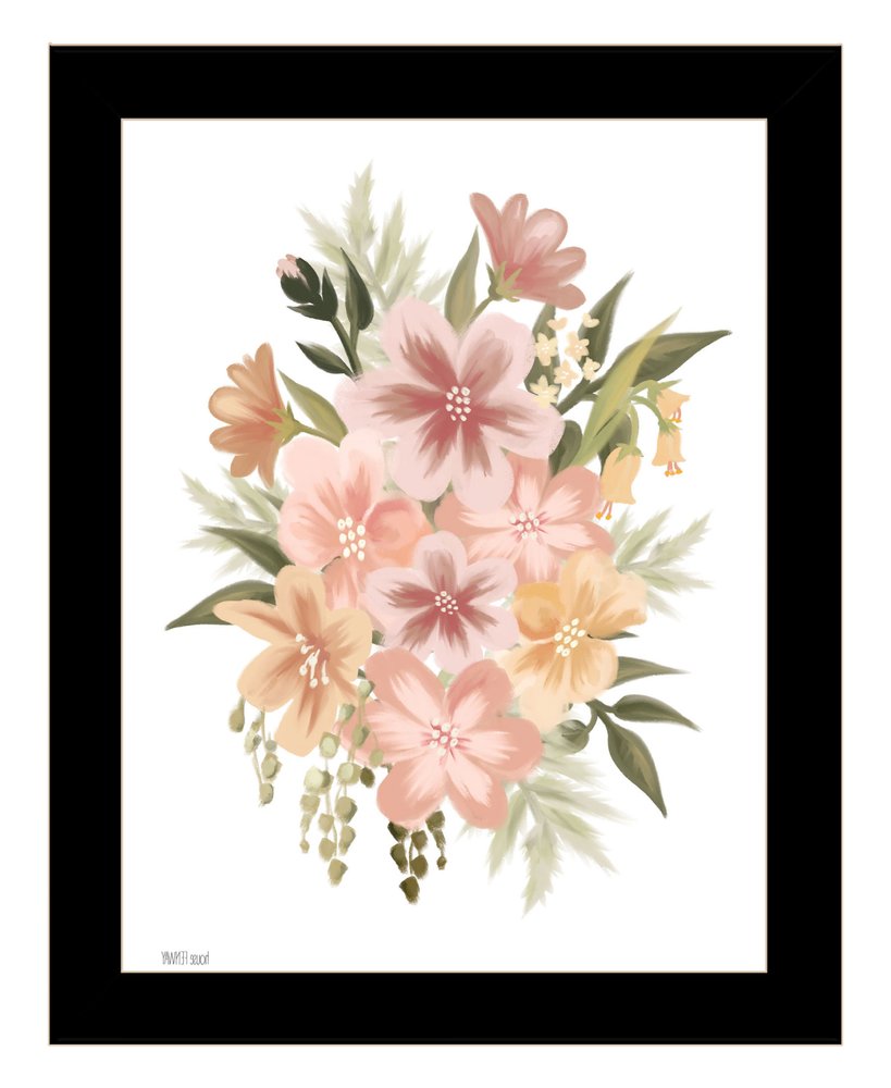 Peachy Petals White Framed Print Wall Art