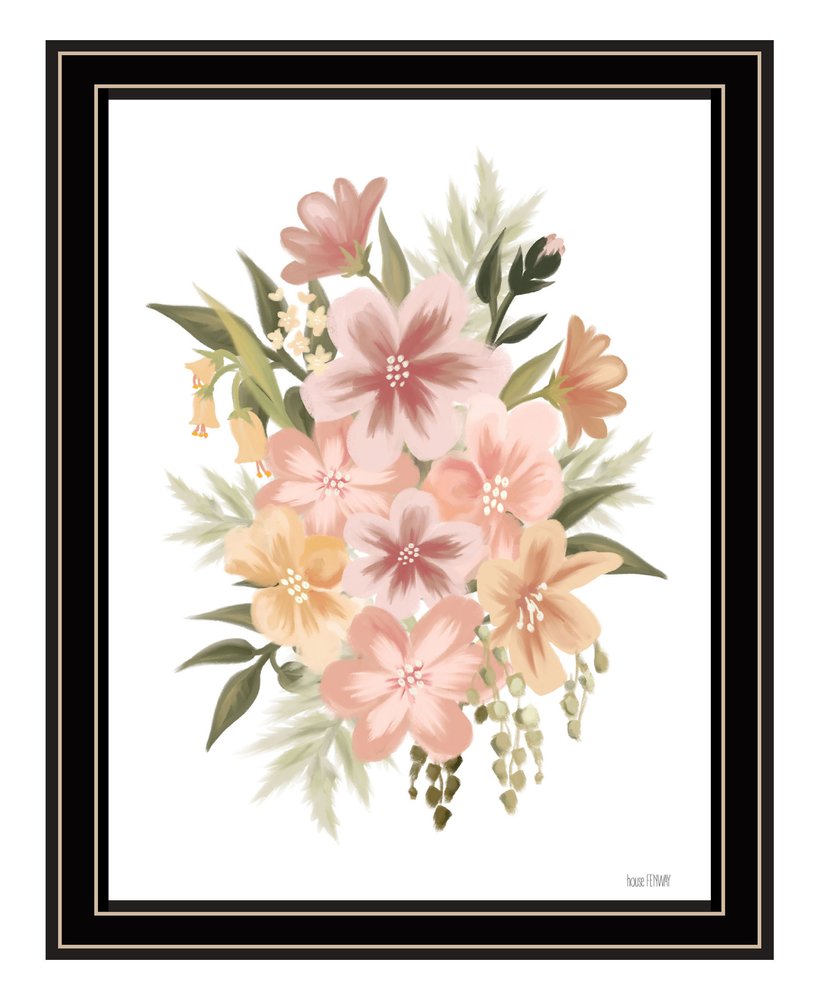 Peachy Petals White Framed Print Wall Art