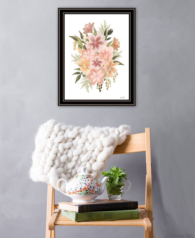 Peachy Petals White Framed Print Wall Art