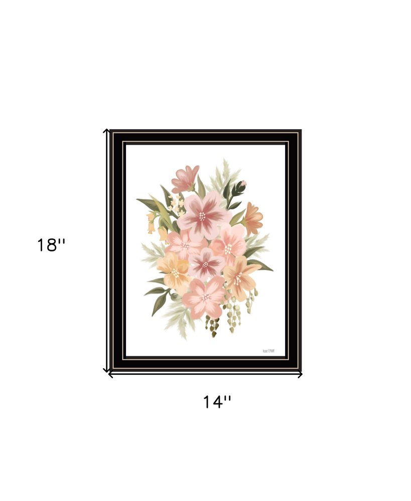 Peachy Petals White Framed Print Wall Art