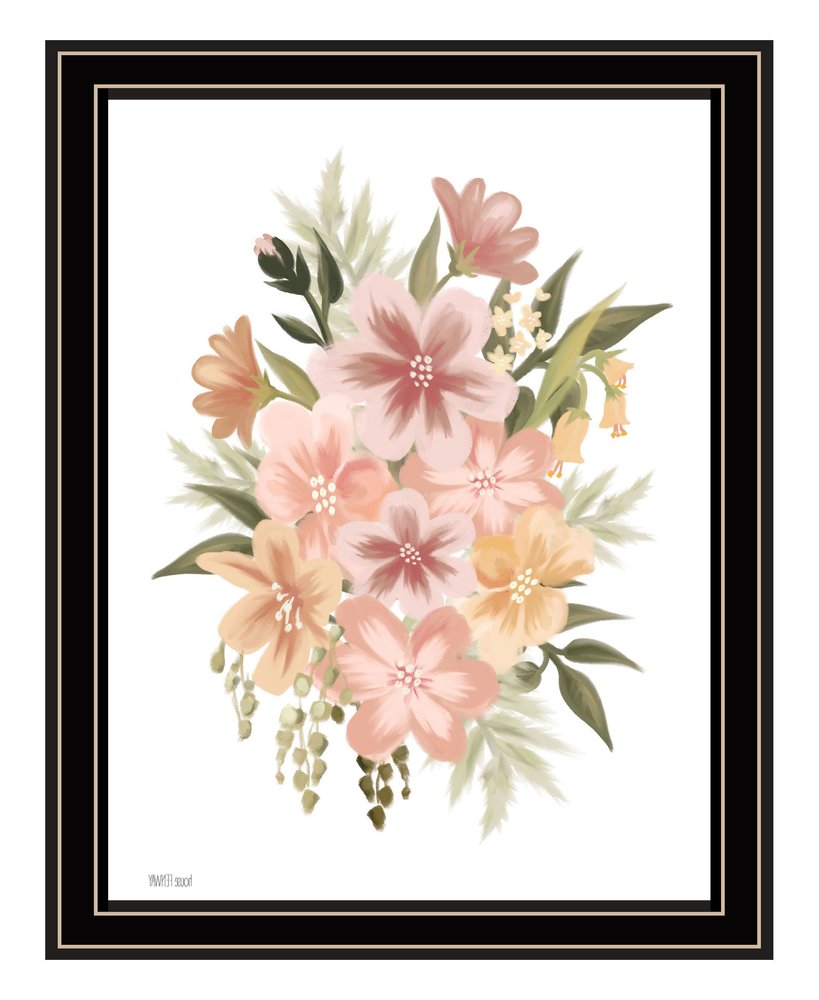 Peachy Petals White Framed Print Wall Art
