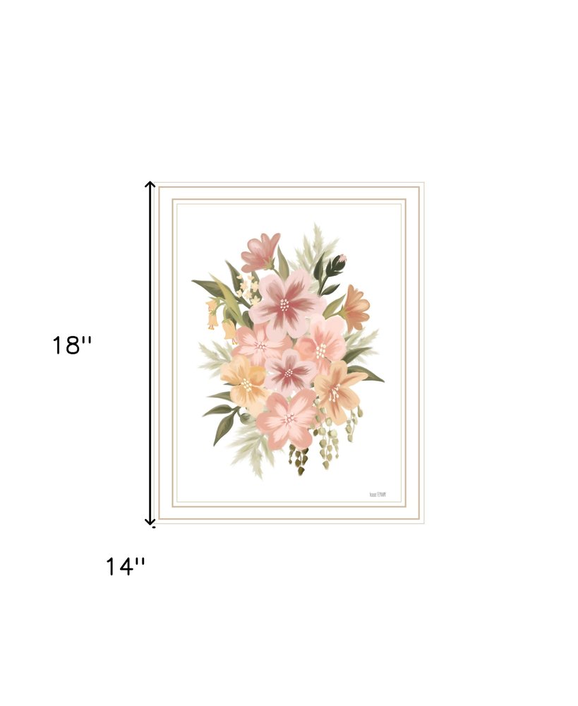 Peachy Petals White Framed Print Wall Art