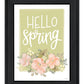 Hello Spring Floral Black Framed Print Wall Art