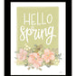 Hello Spring Floral Black Framed Print Wall Art