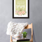 Hello Spring Floral Black Framed Print Wall Art