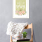 Hello Spring Floral Black Framed Print Wall Art