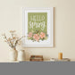 Hello Spring Floral Black Framed Print Wall Art