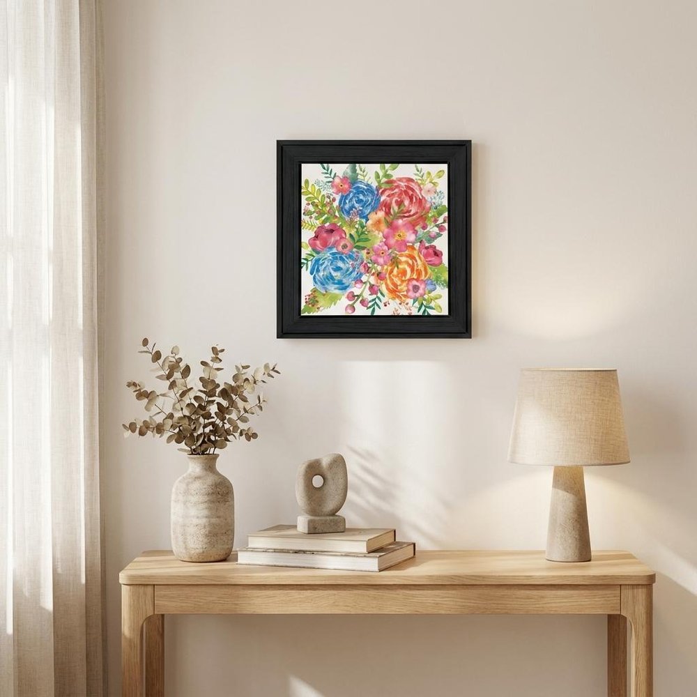 Spring Floral Black Framed Print Wall Art