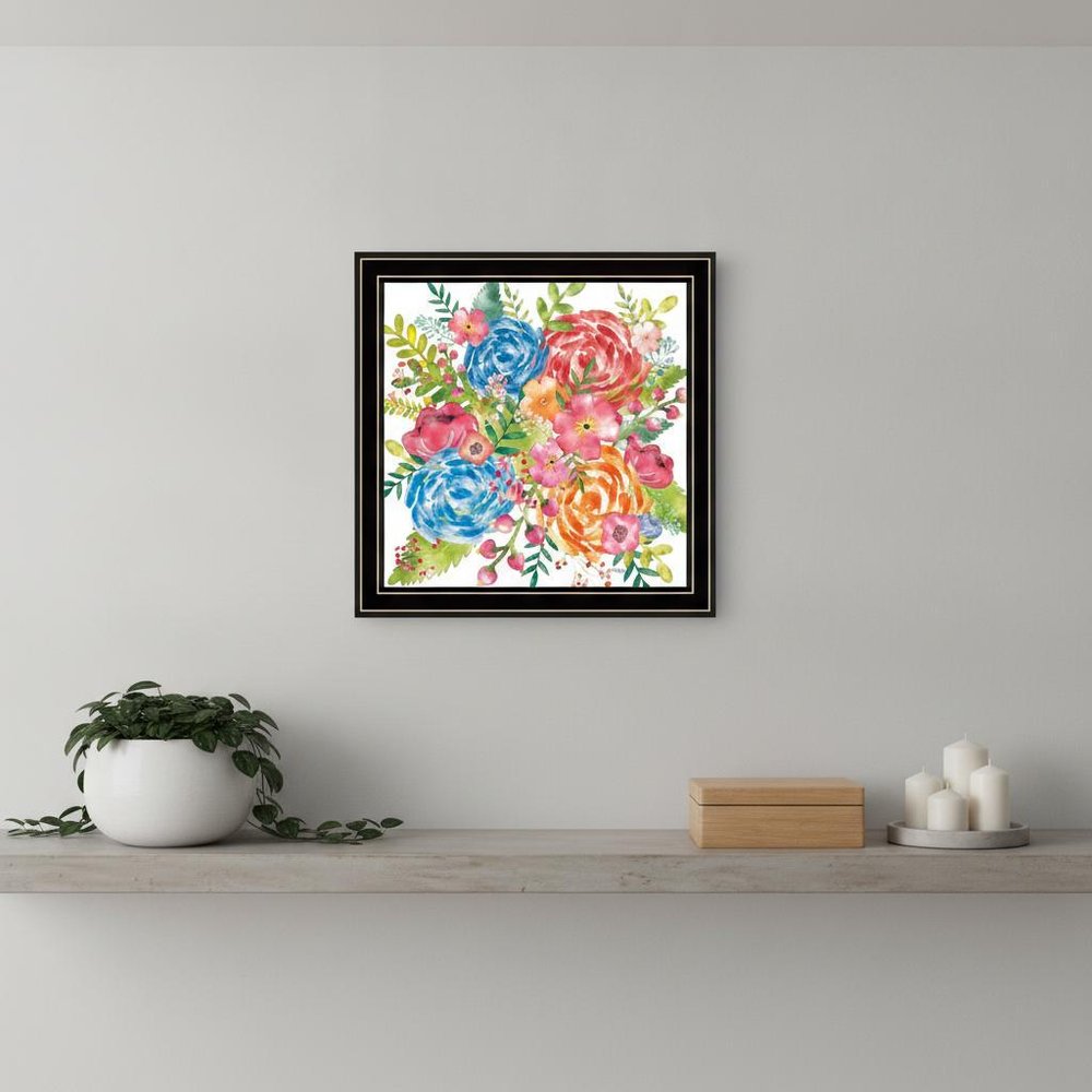 Spring Floral Black Framed Print Wall Art