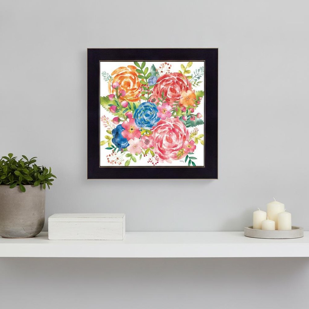 Spring Floral Black Framed Print Wall Art