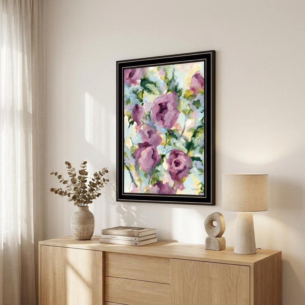 Abstract Floral Black Framed Print Wall Art