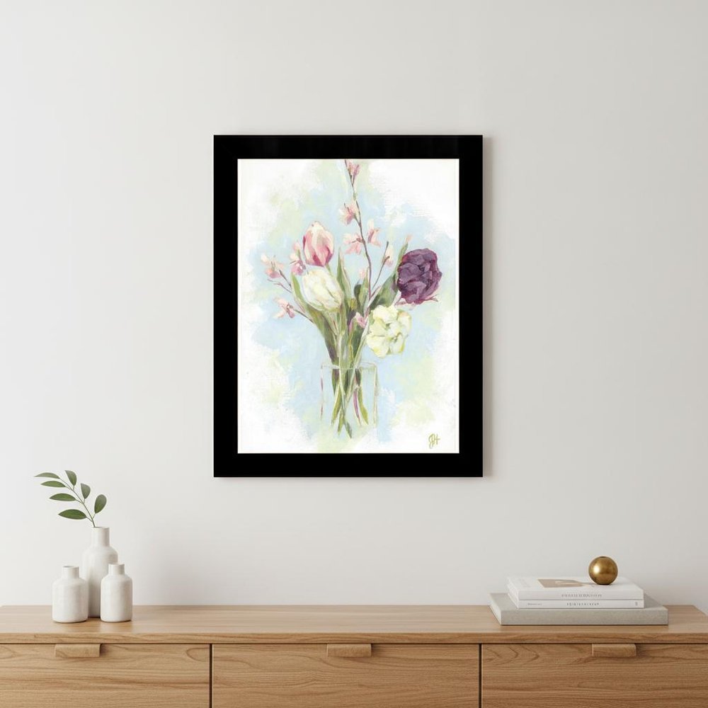 Flower Farm Bouquet Black Framed Print Wall Art