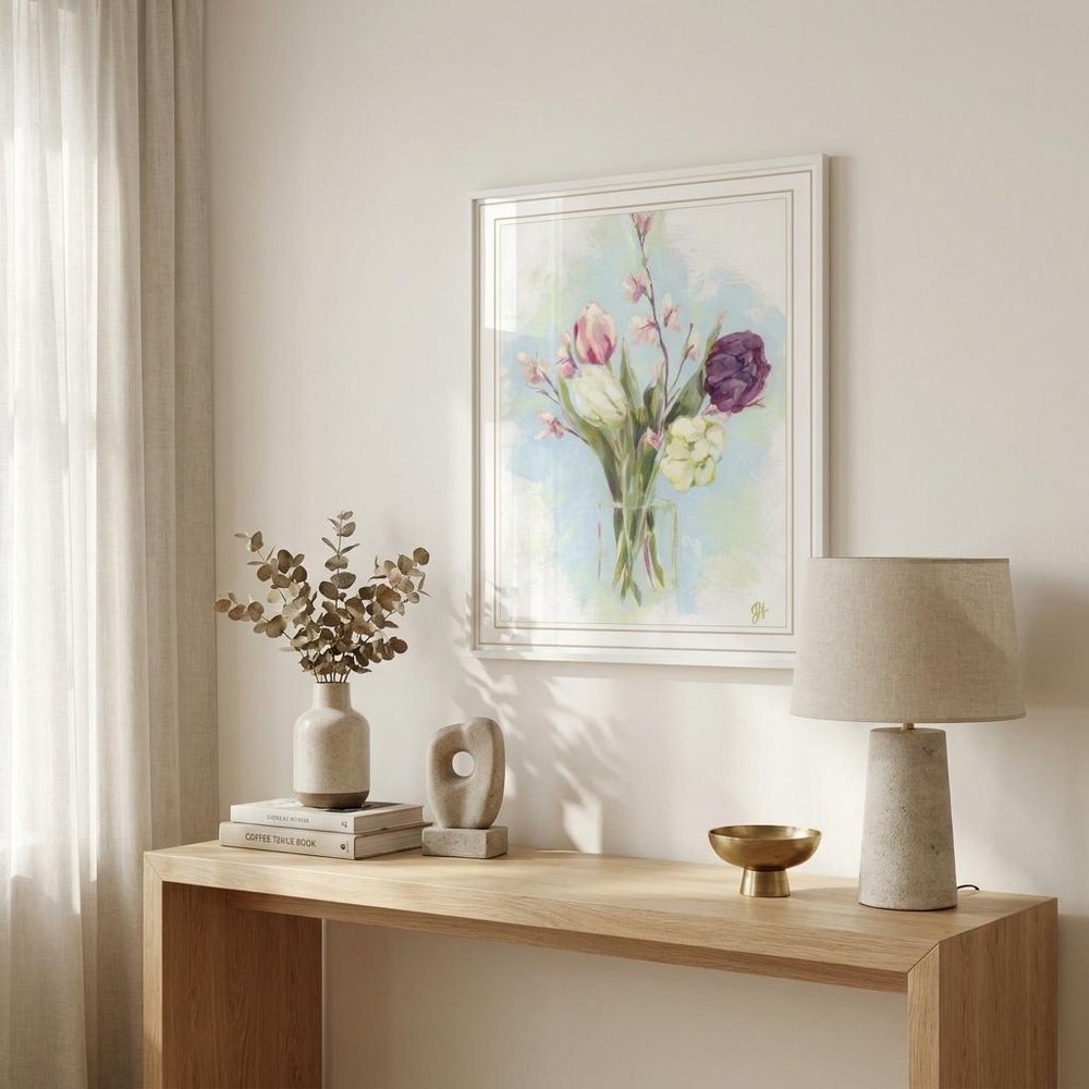 Flower Farm Bouquet Black Framed Print Wall Art