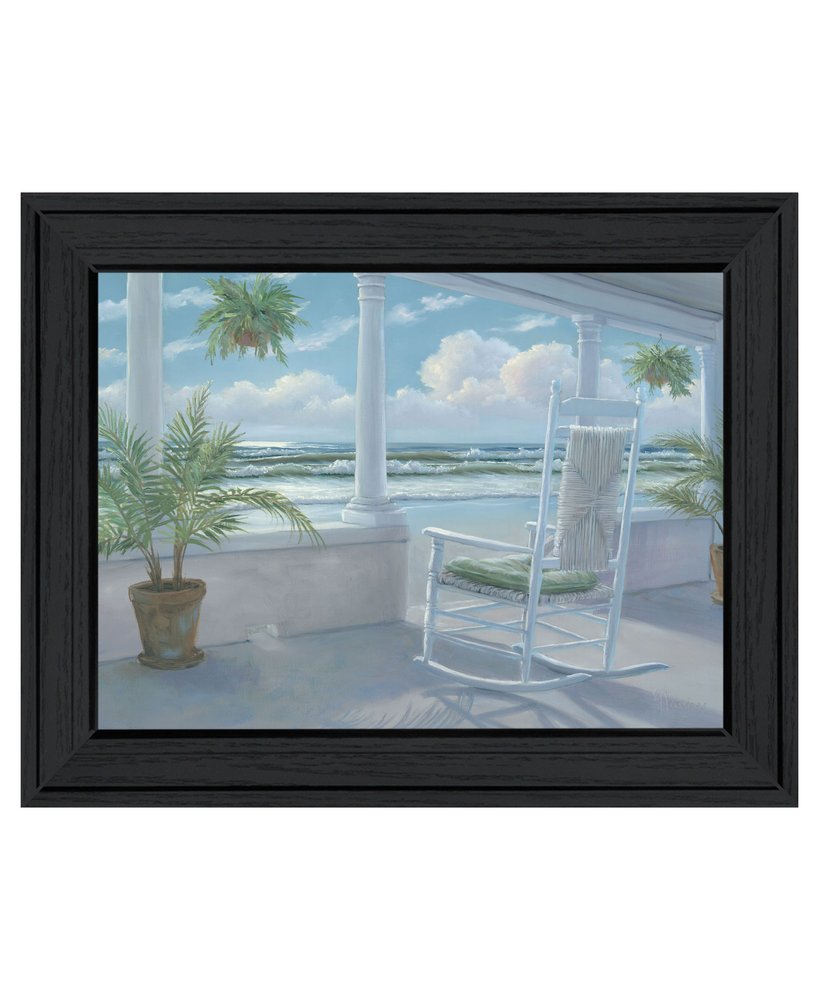 Coastal Porch Black Framed Print Wall Art