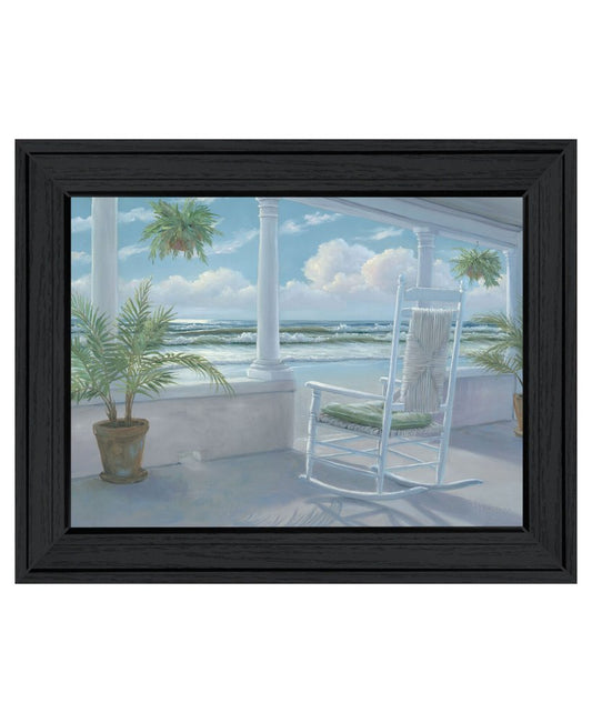 Coastal Porch Black Framed Print Wall Art