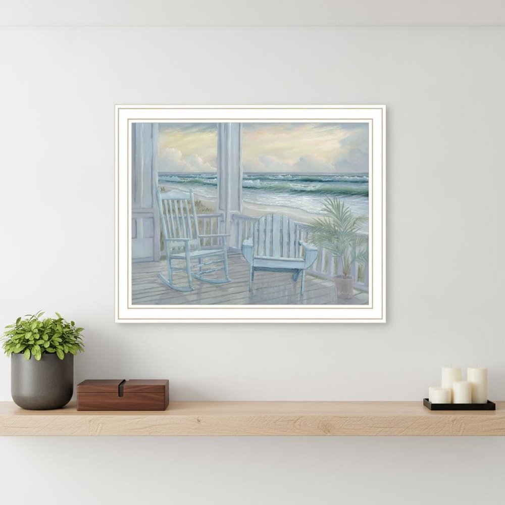 Coastal Porch Black Framed Print Wall Art