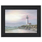Lighthouse at Sunset Black Framed Print Wall Art