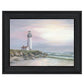 Lighthouse at Sunset Black Framed Print Wall Art