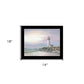 Lighthouse at Sunset Black Framed Print Wall Art
