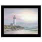 Lighthouse at Sunset Black Framed Print Wall Art