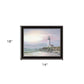 Lighthouse at Sunset Black Framed Print Wall Art