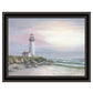 Lighthouse at Sunset Black Framed Print Wall Art