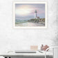 Lighthouse at Sunset Black Framed Print Wall Art