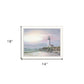 Lighthouse at Sunset Black Framed Print Wall Art