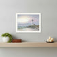 Lighthouse at Sunset Black Framed Print Wall Art