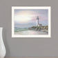 Lighthouse at Sunset Black Framed Print Wall Art