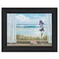 Irises on Windowsill Black Framed Print Wall Art