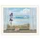 Irises on Windowsill Black Framed Print Wall Art