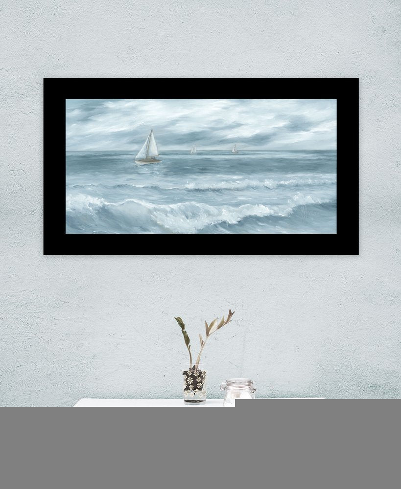 Three Sailboats White Framed Print Wall Art