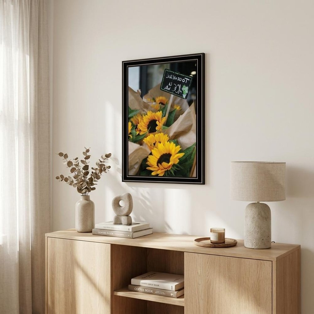 Sunflower Bouquet Black Framed Print Wall Art