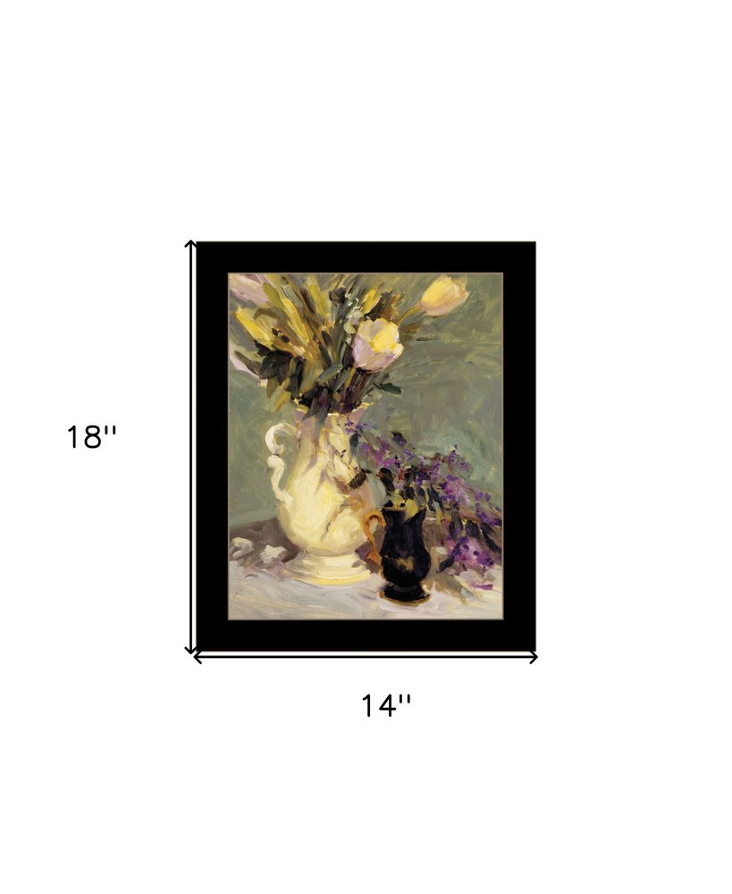 Tulips and Lavender Black Framed Print Wall Art