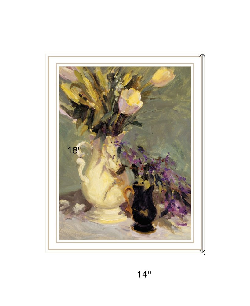Tulips and Lavender Black Framed Print Wall Art