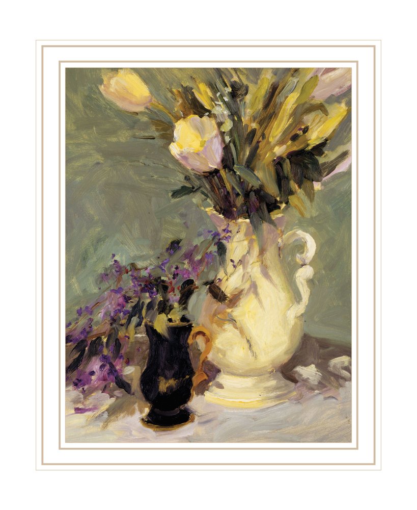 Tulips and Lavender Black Framed Print Wall Art