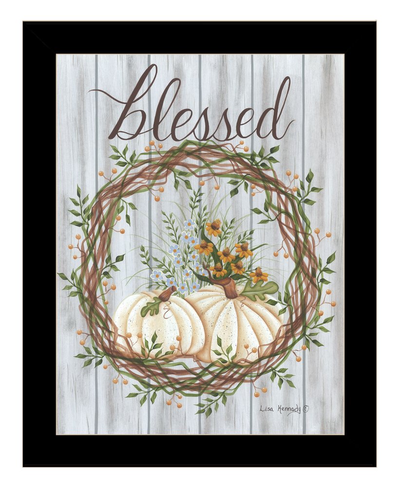 Blessed Wreath Black Framed Print Wall Art