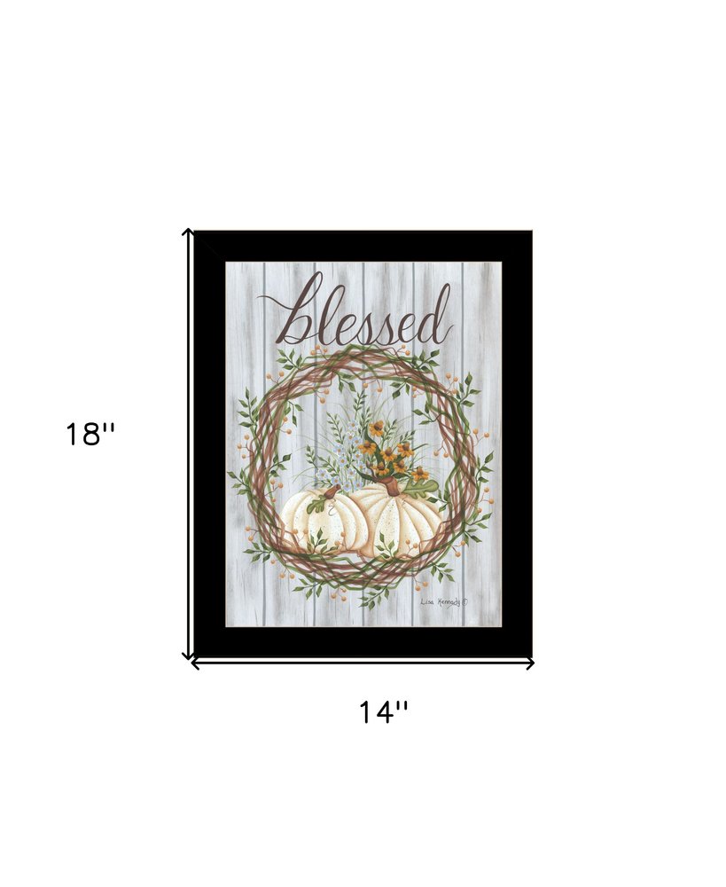 Blessed Wreath White Framed Print Wall Art