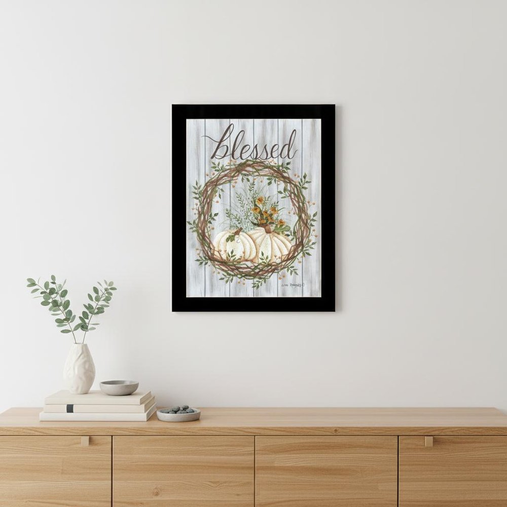 Blessed Wreath White Framed Print Wall Art